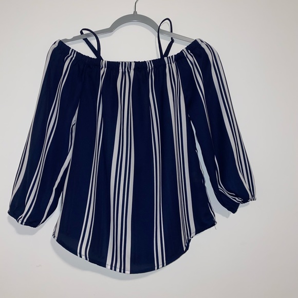 Tops - stripe off the shoulder top